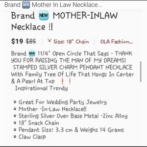 Brand New Mother In-Law Necklace